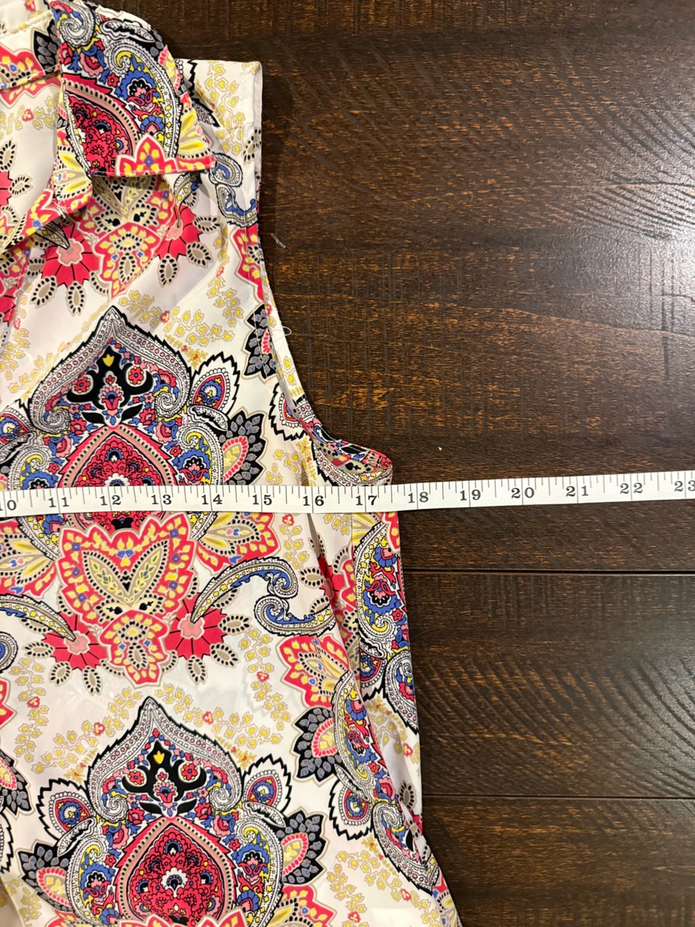 Dana Buchman Paisley Sleeveless Blouse Small Pink Blue Collared Career Top - Picture 8 of 11
